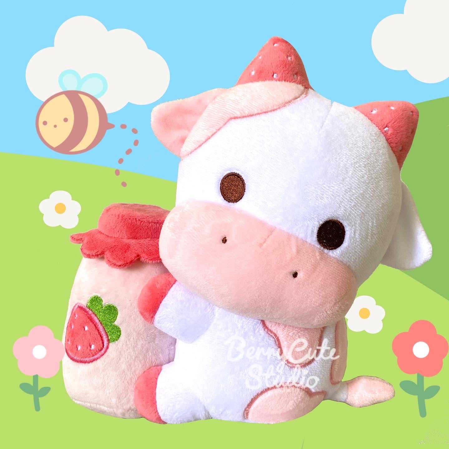 PREORDER Milkshake the strawberry cow plush – sugarycarousel