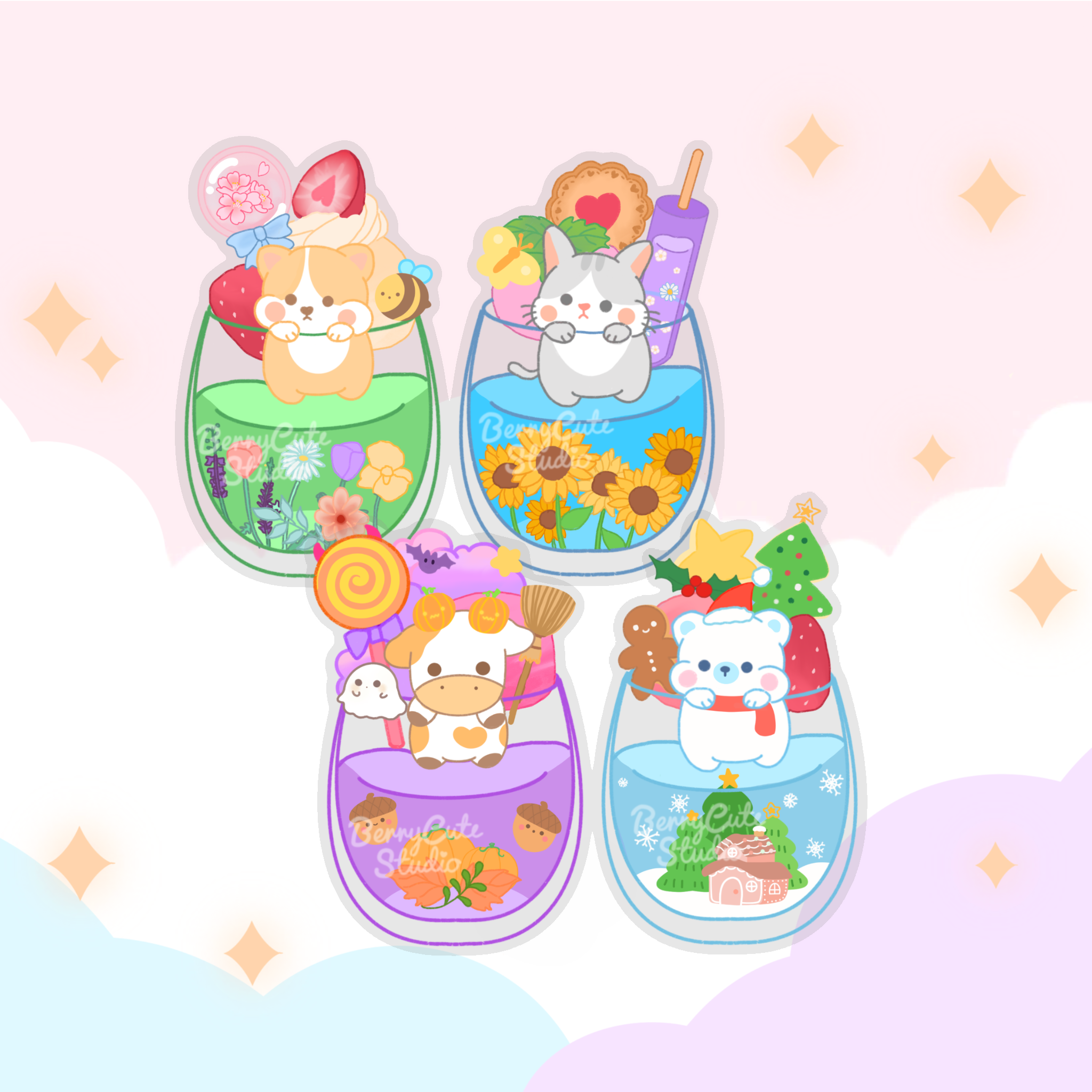 Parfait Sticker Seasons Parfait Transparent Sticker Set – Berrycutestudio